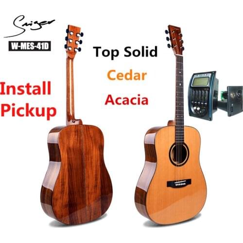 Guitar Solid Cedar Acacia Electric Steel-String 41 Inches D-Body Guitarra 6 Strings Folk Pop Guitars Install Pickup High Gloss