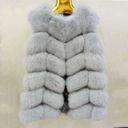 JKP* 2018 Autumn Winter New 100% Fox Fur Grass Vest Waistcoat Long Six Section Slim Slim