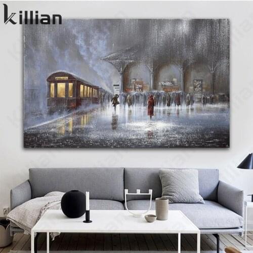 Russian Railway Station Snow Scenery Rainy Night Picture Vintage Decorative Poster Canvas Painting Modern Home Decor Wallpapers
