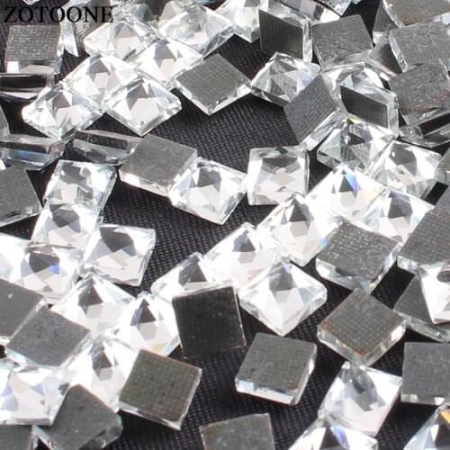 ZOTOONE 6*6CM HotFix Flatback Square Crystals Rhinestones Glass Stones Nail Rhinestone Iron On Strass Beads For DIY Clothes E