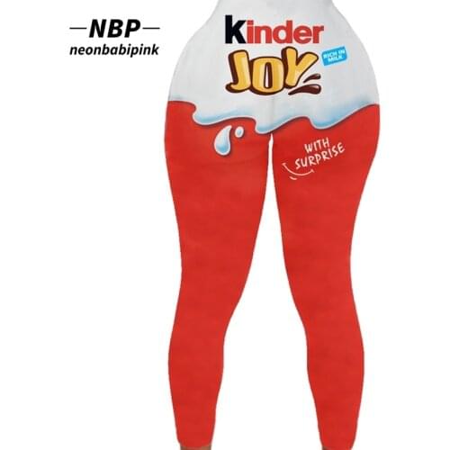 NEONBABIPINK Cute Sexy Candy Snack Printed Leggings Sport Women Fitness Workout Plus Size High Waist Pencil Pants N90-BD20