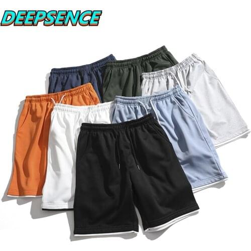 Summer Fashion Casual Shorts Men Youthful Vitality Solid Color Loose Drawstring Sports Beach 2021 New Chic Knee Length Shorts