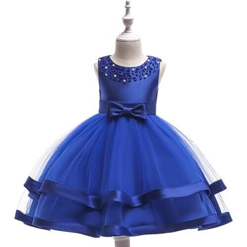 2020 Hot Sale Summer Kids Girls Dress Sleeveless White Blue Red Princess Birthday Party Wedding Elegant Dresses for girl 2-10T