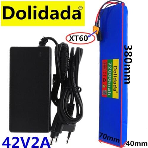 36V 10S4P 72Ah 600W High power capacity 18650 lithium battery pack ebike electric car bicycle motor scooter 20A BMS+charger