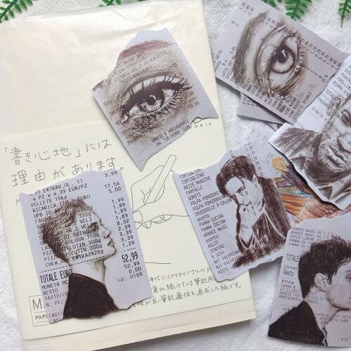 Junk Journal Stickers DIY Scrapbook Album Diary Book Stationery Decorative Stickers Sample Data Vintage Supermarket Ticket Art