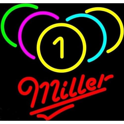 Miller Billiards Neon sign Handmade Real Glass Tube Bar KTV Store Motel Dec Game Sport Advertise Display Light Lamp 17"X14"