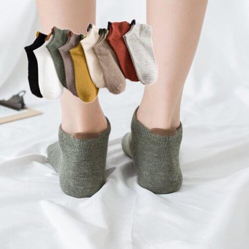 10 pieces = 5 pairs Spring Summer Thin No-Show Socks Womens Cotton Solid Color Stereo Ear socks Women Socks