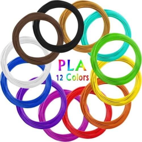 12 Rolls PLA Filament For 3D Pen Filament 12 Colors 3 Meter Diameter 1.75mm Plastic Filament For 3D Pen 3D Printer Pen
