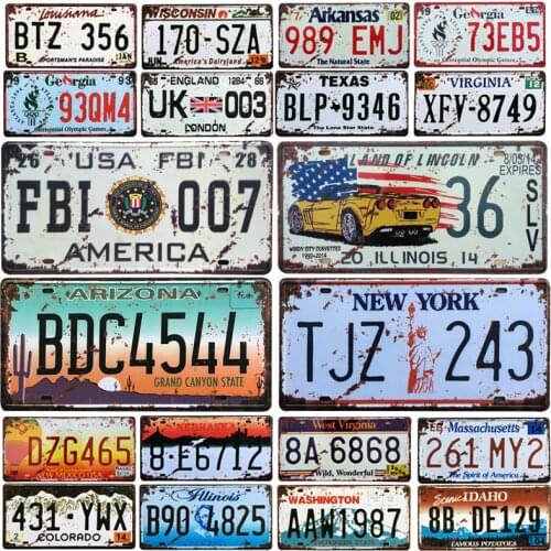 [SQ-DGLZ] New Fashion Car License Plate Store Bar Wall Decoration Tin Sign Vintage Metal Sign Home Decor Painting Plaques Poster