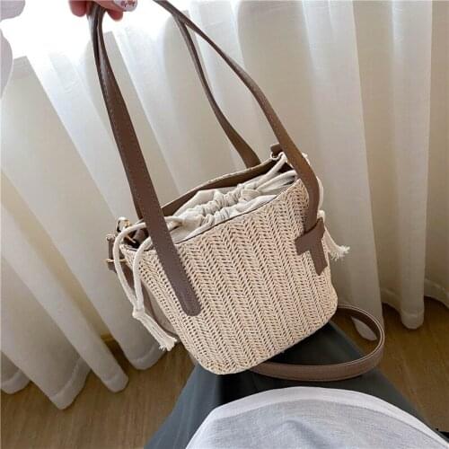 Crossbody bags for women 2020 straw summer top femme woven tote bags Off white boho cute beach clutch wicker purses and handbags