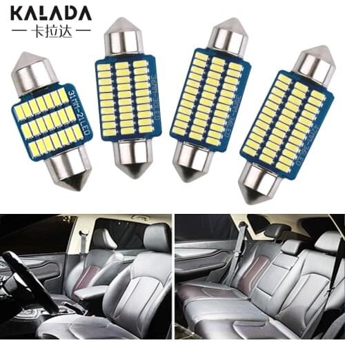 10x Car Led Interior Dome Lights Festoon C5W C10W For Auto Door Lamp 31/36/39/41mm Trunk Bulb 3014Smd Warm White 6000k 12v Diode