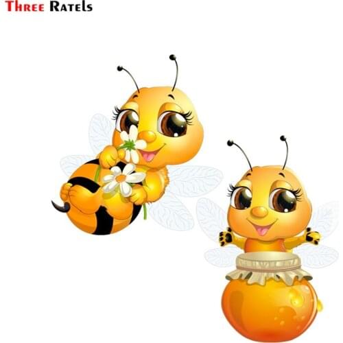 Three ratels FTC-667# cartoon beatiful lovely honey bee wall bedroom computer auto car sticker decoration