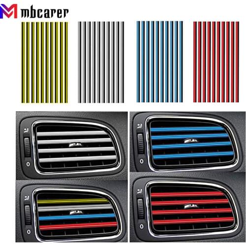 U Style Car Air Conditioner Outlet Blade Vent Grille Cover Sticker Colorful Chrome Trunk Door Decoration Strip Sticker Z2