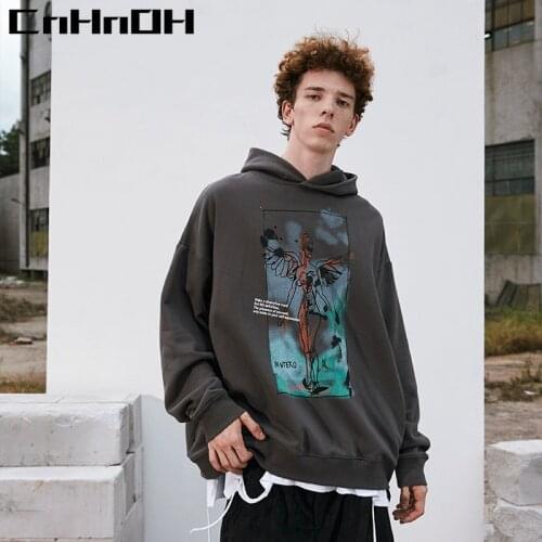 CnHnOH New Autumn Fashion Brand Casual Round Neck Long Sleeve Harajuku Plus Velvet Pullover Loose Hoodies 9821