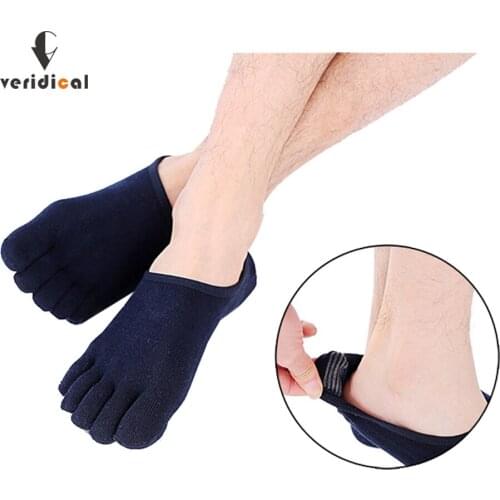 Veridical Toe Socks Men Cotton Solid Five Fingers Invisible Sock Non-Slip Meias Masculino Breathable Sock Slippers 5 Pairs/Lot