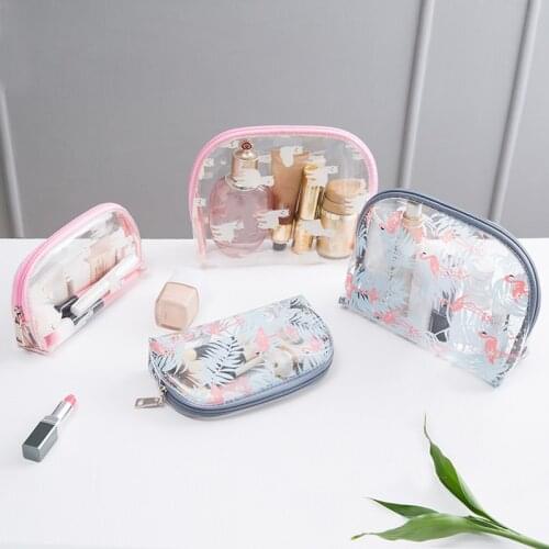 Large-capacity Flamingo PVC Waterproof Transparent Portable Cosmetic Storage Bag Makeup Bag For Travel Toiletry Bag Organize