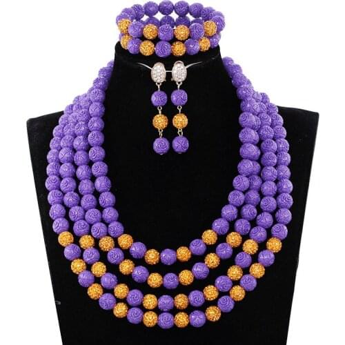 Pretty purple wedding jewelry sets for bridesmaids African Costume Beads Jewelry Set Free Shipping JB085