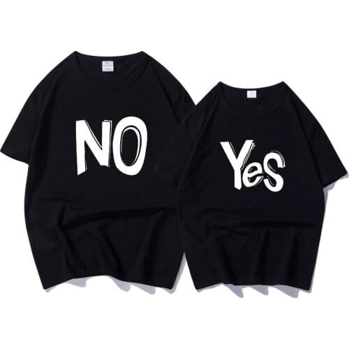 Summer Tops for Womens Shirts Tees Women T-shirt Letter Print Yes No Funny T Shirt Women Couple T-shirt Female T-shirt