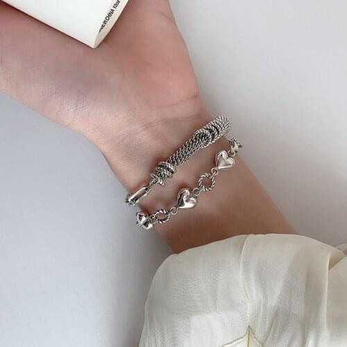 925 Sterling Silver Heart Bracelet for Women Men Circle Tassel Bracelet Jewelry Gifts Wholesale