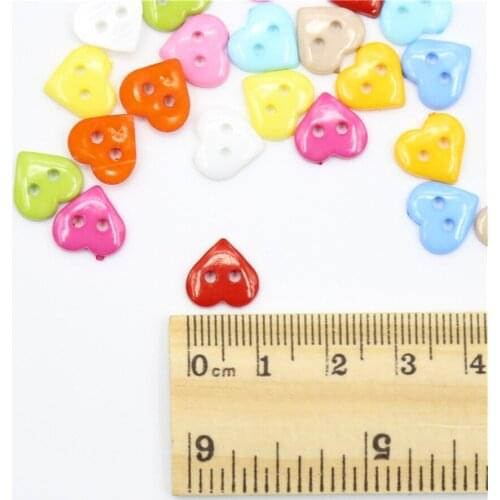 100pcs 10x11mm Mixed Plastic 2 Holes Heart Buttons Sewing Accessories Baby DIY Crafts For Scrapbooking
