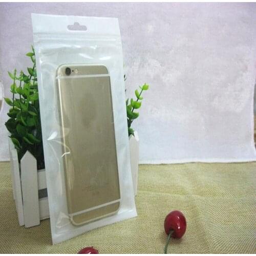 100pcs/lot 11cm*18cm White/Clear Self Seal Reclosable Zipper Plastic Retail Packaging Bag Hang Hole for iphone 7 6s 5s case