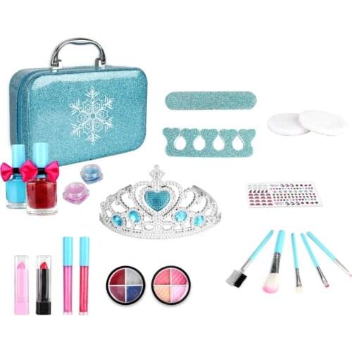 22PCS Pretend Makeup Kit Toys For Girl,Cosmetic Pretend Play Beauty Makeup Kit For Girls Washable Kids Makeup Set Frozen Toys
