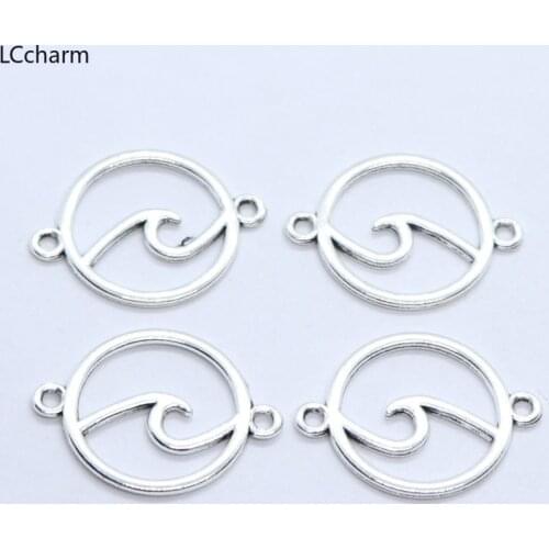 24pcs Tibetan Silver Ocean Wave Connectors Charms Pendants 20x26mm DIY Bracelet Necklace Jewelry Making