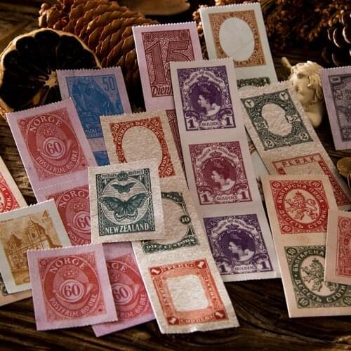 30 Pcs Paper Stamp Sticker Diy Vintage Retro Classic Stickers For Diary Scrapbooking Calendar Planner Stationery Decor