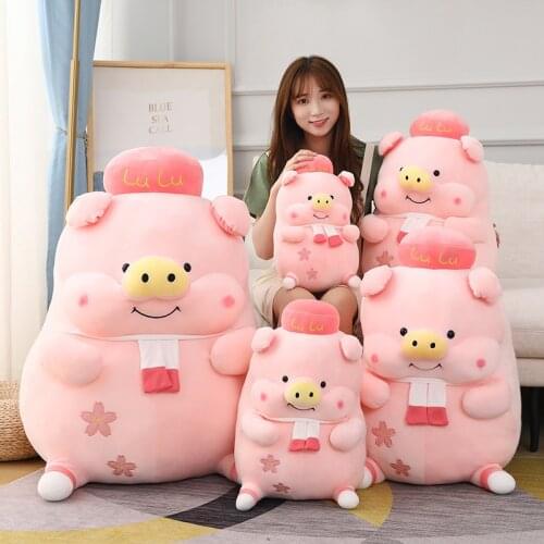 40~90cm Cute Lulu Pink Pig Doll Standing Fat Soft Stuffed Dress Pig Animal Piggy Plushie Toy valentines day gift