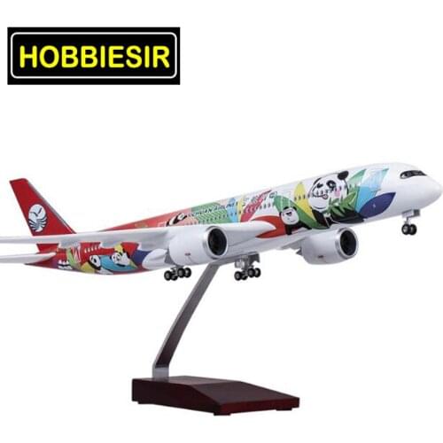 47CM 1/142 Scale Airbus A350 Airplane Model Toys Sichuan Panda Airline W Light and Wheel Diecast Plastic Resin Plane Collection