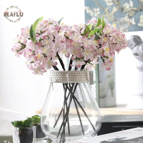 5PC Vivid Silk Flower Cherry Artificial Flowers for Party Wedding Home Decoration 33cm 4 Colors