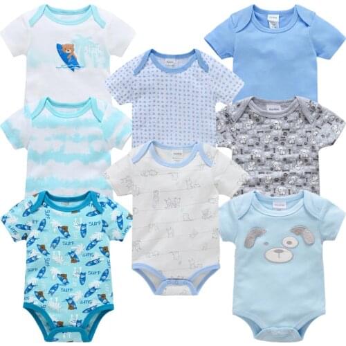 8PCS Infant Baby Boys Body Suit Romper Short Sleeve Baby Clothing One Piece Summer Unisex Baby Clothes Girl and Boy Jumpsuits