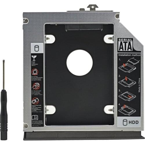 Aluminum 2nd HDD Caddy 12.7mm SATA 3.0 2.5"SSD HDD Box adapter for HP Compaq 6530B 6535B 6730B 6730S 6735B 6735S DVD optibay