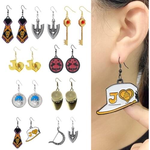 Anime JoJo Bizarre Adventure Cosplay Prop Kakyoin Noriaki Cherry Stud Earring Pierre Polnareff Splice Heart Badge Women Jewelry