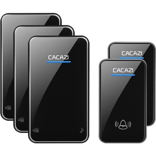 Black Wireless Doorbell Waterproof LED AC 100-240V EU/US/UK plug Door Bell 2 Buttons 300M Remote 48 Rings 6 Volume Home Calling