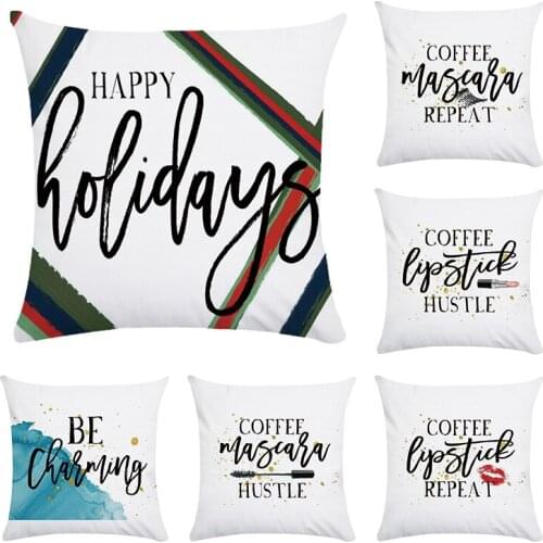 Letter Coffee Pepeat Pattern Pillow Cases Colorful Words Home Decorate Sofa Cushion Cover Fresh Eye Protection CR203