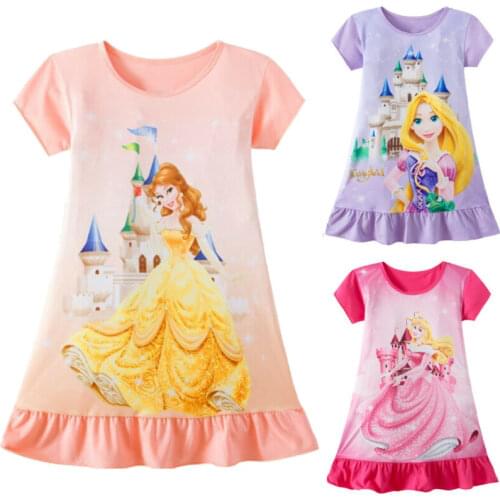 Children Dresses Kids Girl Sleeveless Flower Print Cotton and Linen Rapunzel Aurora Baby Girl Spring Summer Dresses for girls