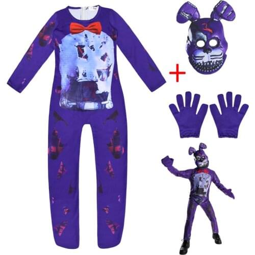 Kids Phantom Freddie Cosplay Halloween Costume for Boys Anime Cos Girls Horror Bodysuit with Mask Gloves Funny Party Clothing