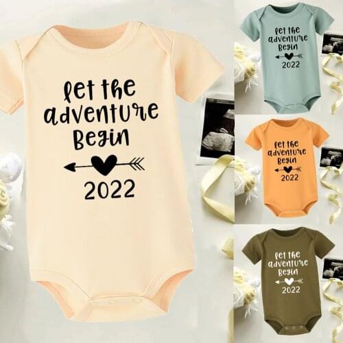 Newborn Baby Clothes Short Sleeve Girl Boy Clothing Let The Adventure Begin 2022 Baby Bodysuit Romper Soft Cotton Clothes Outfit