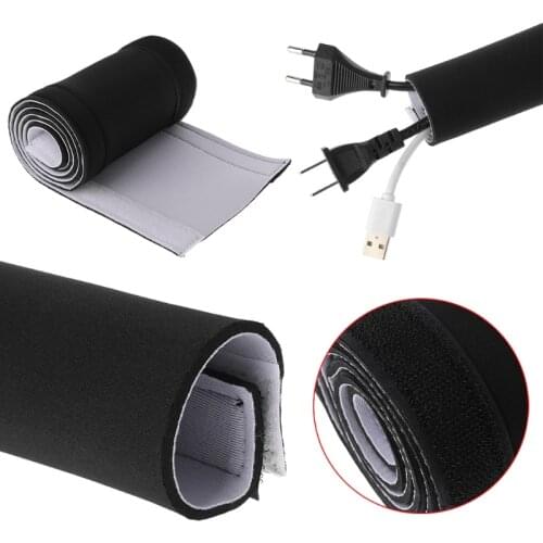 RipengPI Cable Management Management Sleeve Flexible Neoprene Cable Management Sleeve DIY cut-out data cable storage Velcro