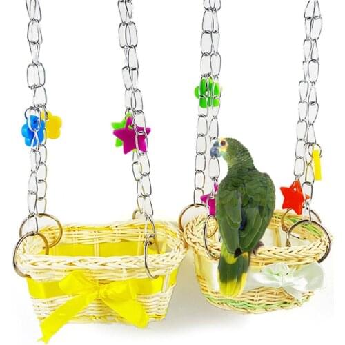 Pet Bird Parrot Hand Knitting Toys Bird Parrot Bed Sling Chain Hammock Toys Cage Pendant Decor for Climbing and Biting