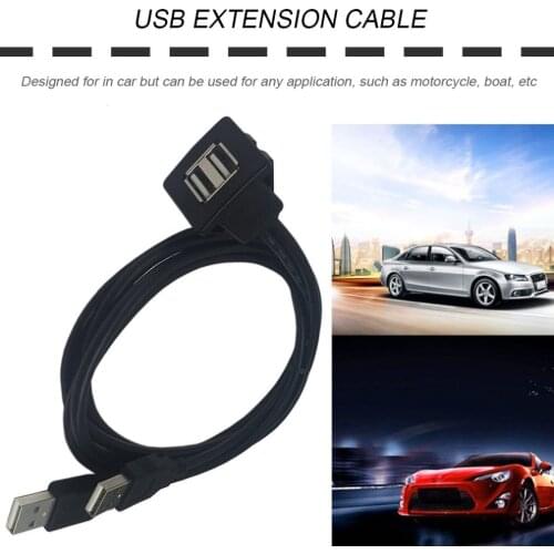Dual USB 2.0 Cable 1M/2M Double/Single USB Port Extension Flush Dashboard Panel Mount Cable For Car Truck Boat Motorcycle