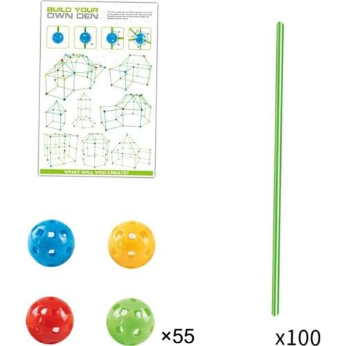 Construction Fort Building Kit Tents Castle DIY Kit for Children Age 5 + Indoor &Outdoor Playhouse Making