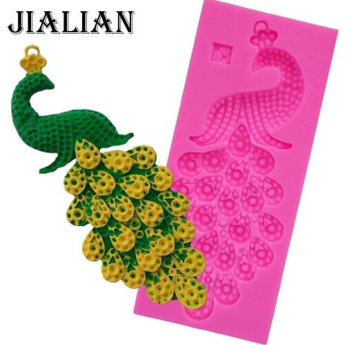 3D gem Drop shape Peacock Lace Mat fondant silicone decoration mold DIY Cake Decorating Tools Baking mould T0519
