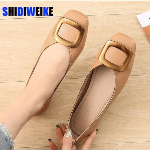 Fashion Anti-skid Shoes Women Spring Summer Skid-proof Square Toe Flat Square Buckle Style Sandals Shoes Shallow Simple Shoe