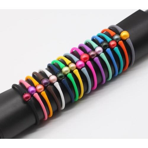 Fashion Silicone Bracelet, Round Edison Pearl Elastic Bracelet, suitable for men and women TB004