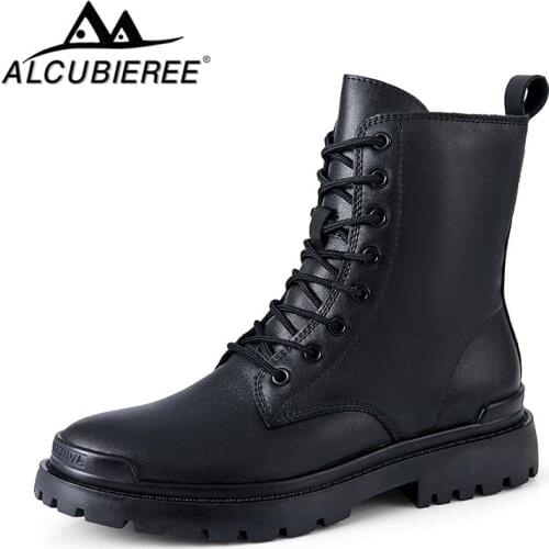 New Men Leather Boots Winter Shoes Men Cowhide Motorcycle Designer Outdoors Ankle Boots For Man Military Tactical Size 38-44