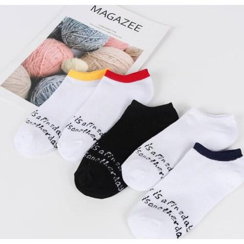 5Pairs/lot Men socks summer breathable tomorrow is a fine day printed short socks ankle socks boys footwear