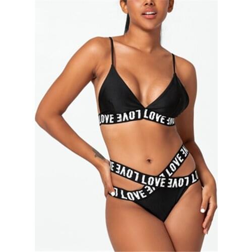 2020 New Style Printed Letter Bikini Sexy Swimsuit Female Bikini Swimsuit High Waist Bikini 2 Piece Sets Womens Bathing Suit