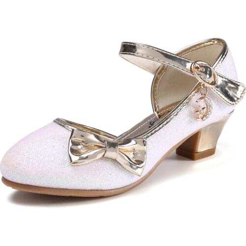 2020 Spring New Kids High-Heeled Shoes Girls Little Leather Shoes Fashion Korean Girls Baotou Princess Shoes Sandals